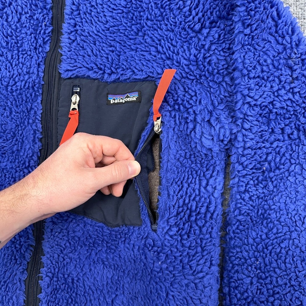 Vintage Patagonia Jacket Men S (Youth XL) Cobalt Blue Retro X Deep Pile USA Made - Picture 4 of 15